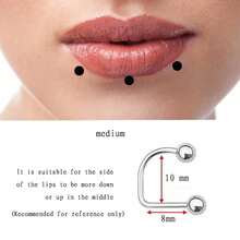 1入全新u型唇釘唇環,鈦鋼材質防過敏朋克穿孔首飾 - 銀色 - 查看 3