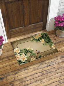1pc Flower & Bird Letters Pattern Thickened Bathroom Bedroom Floor Mat, Door Mat, Carpet With Anti-Slip Function Decorations Home Bathroom Decor Bath Rug Outdoor Rug Door Mat Fall Decor Bathroom Accessories Back To School Entryway Decor - Multicolor - View 1