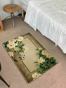 1pc Flower & Bird Letters Pattern Thickened Bathroom Bedroom Floor Mat, Door Mat, Carpet With Anti-Slip Function Decorations Home Bathroom Decor Bath Rug Outdoor Rug Door Mat Fall Decor Bathroom Accessories Back To School Entryway Decor - Multicolor - View 5