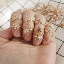 (Without Box)5Pcs Adjustable Alloy Children's Girl Rings Mix Finger Jewellery Ring Kid Girls Gift Random Send - Multicolor - View 6
