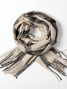 1條男女適用多色格紋圍巾,適合秋冬季,保暖時尚,適用於日常使用 - 彩色 - 查看 4