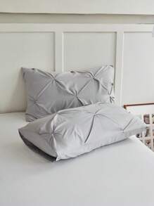 Multiple pinch pleats duvet cover set - Màu Xám nhạt - Xem 10