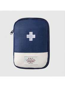 1pc Portable Medicine Storage Bag, Navy Blue Polyester First Aid Bag For Home, Travel - Navy Blue - View 1
