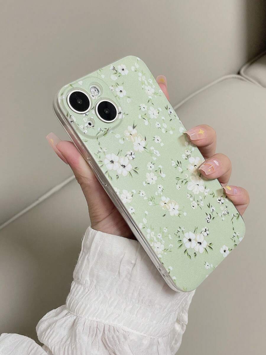 1pc Transparent TPU Anti-Drop Floral Painted Soft Phone Case Compatible With IPhone,International Version, Not The Domestic Version - Multicolor - View 1