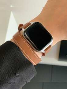 1 Stück Apple Watch Armband Braun, elegantes und modisches doppellagiges Lederarmband in Braun für Damen, kompatibel mit Apple Watch Armband 38mm/40mm/41mm/42mm/44mm/45mm/49mm. Geeignet für Apple Watch Band Ultra/Se/9/8/7/6/5/4/3/2/1, doppellagiges Uhrenarmband, Apple Watch Zubehör einfarbiges Armband im Street-Style. Apple Watch Armband in Smart Watch Band. Apple Watch Serie Herbst