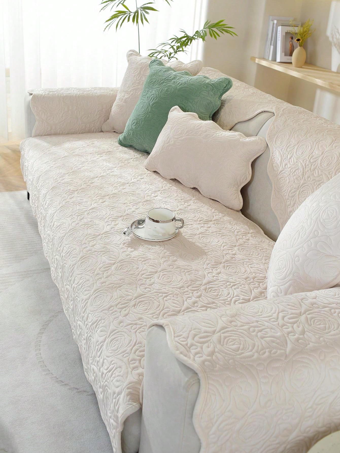 OKYUK Coussin de canapé épais en peluche de lapin, super doux, résistant à l'usure, antidérapant, pour chambre à coucher, sol, banc de fenêtre (kaki, 70 x 150 cm