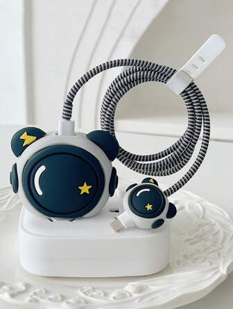 4 件太空宇航员风格 20w 充电器保护套 电缆保护器，充电器保护器