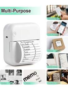 1pc Mini Portable Sticker Label Printer - Green - View 2