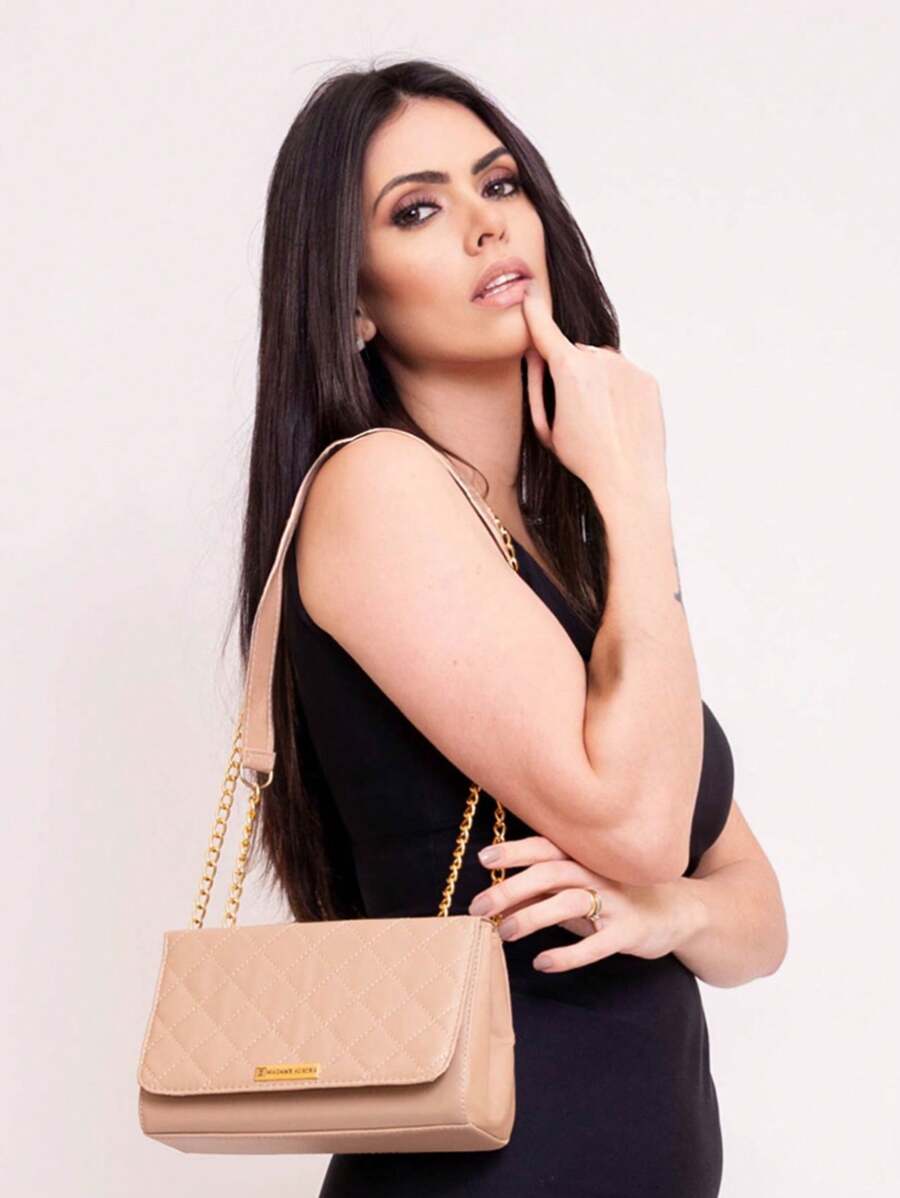 Bolsa Feminina Pequena Transversal Balada Festa Corrente Bordado Com Tampa