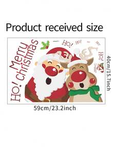 1張聖誕老人和馴鹿玻璃裝飾牆貼紙 - 彩色 - 查看 7