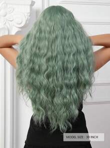30 Inch Long Synthetic Fiber Green Wavy Hair Wig With Middle Part, Suitable For Daily Wear - Green - View 5