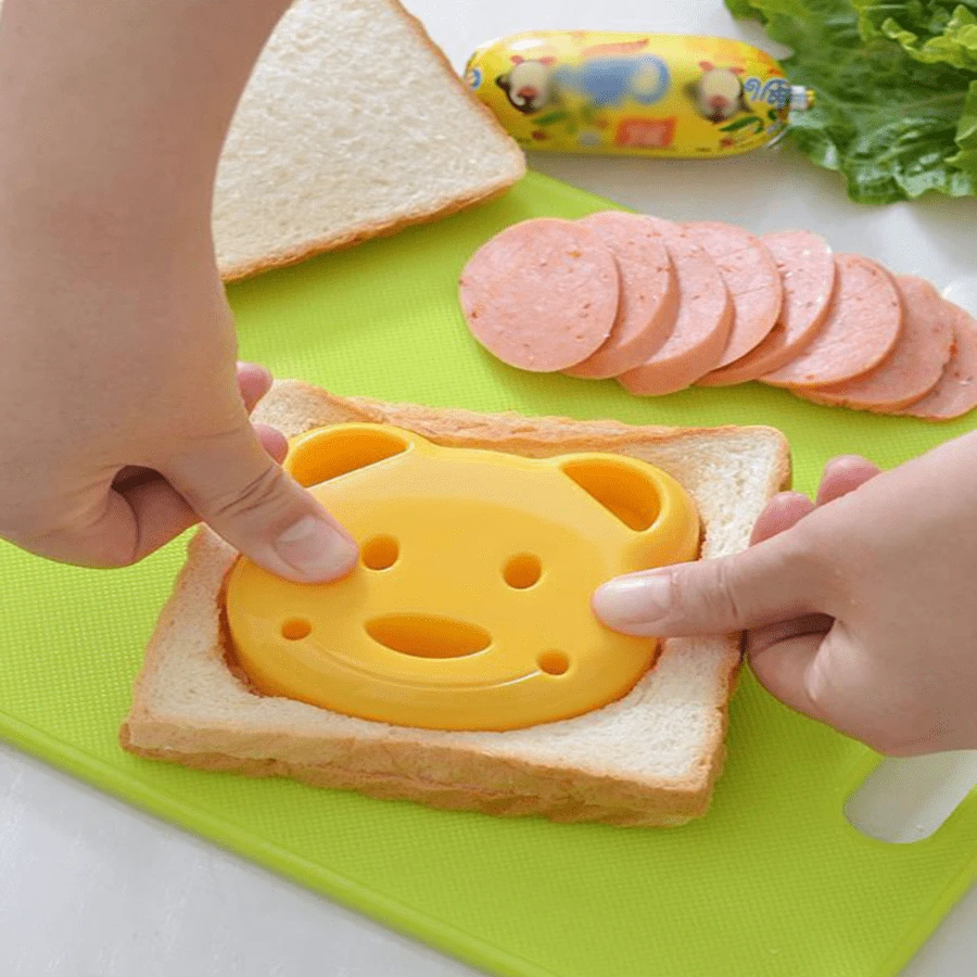 1 pieza Molde de sándwich dibujos animados lindo en forma de oso con pan con - Amarillo - Ver 1