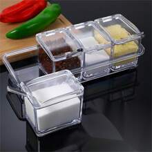 Especiero acrílico 4 piezas con cuchara - transparente - Ver 4