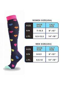 Sports Outdoor 1 Pair Outdoor Sports Compression Socks, Fitness Compression Socks, Autumn & Winter Elasticity Socks, Long Tube Socks, Quick-Drying And Breathable With Good Elasticity, Heart-Shaped Pattern - Multicolor - View 10