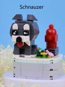 1 件德國牧羊犬和貴賓犬盆栽植物組裝積木,可愛小狗設計裝飾或禮品玩具 - 彩色 - 查看 1