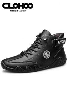 Clohoo 品牌版手工縫製章魚設計男士短靴和高筒皮革切爾西靴 - 黑色 - 查看 2