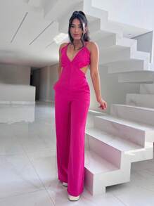 Women Jumpsuits - 玫紅色 - 查看 1