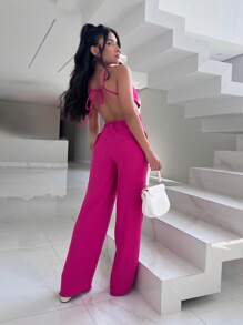 Women Jumpsuits - 玫紅色 - 查看 2