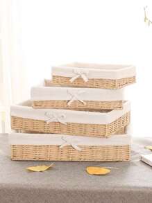 Caja de almacenamiento de escritorio para maquillaje, llaves, bandejas de snacks, organizador de almacenamiento de ratán para sala de estar, canasta tejida estilo bohemio, maceta de cuerda natural, decoración de jardín de ratán natural con marco metálico, canastas boho para aire libre con estilo costero, canasta geométrica, para volver a la escuela
