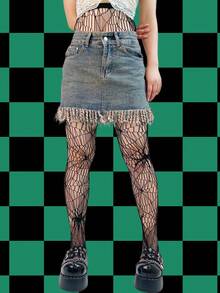 1pc Women's Sexy Spider Web Patterned Fishnet Stockings Tights Pantyhose For Halloween Costumes - Black - View 2