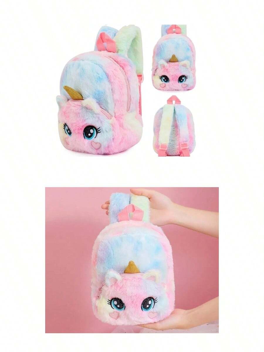 Mochila Unicornio Peluche Preescolar Niñas - Rosa Pálido - Ver 1