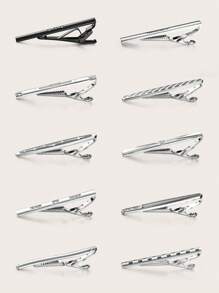 Eight Piece Set Of Classic Silver Tie Clips And Tie Pins, Suitable For Men's Daily Wear - Silver - View 5