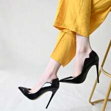 Women Classic Pointed Toe High Heels Sexy Stiletto Pumps Office Lady Casual Dress Party Prom Shoes - 黑色 - 查看 1