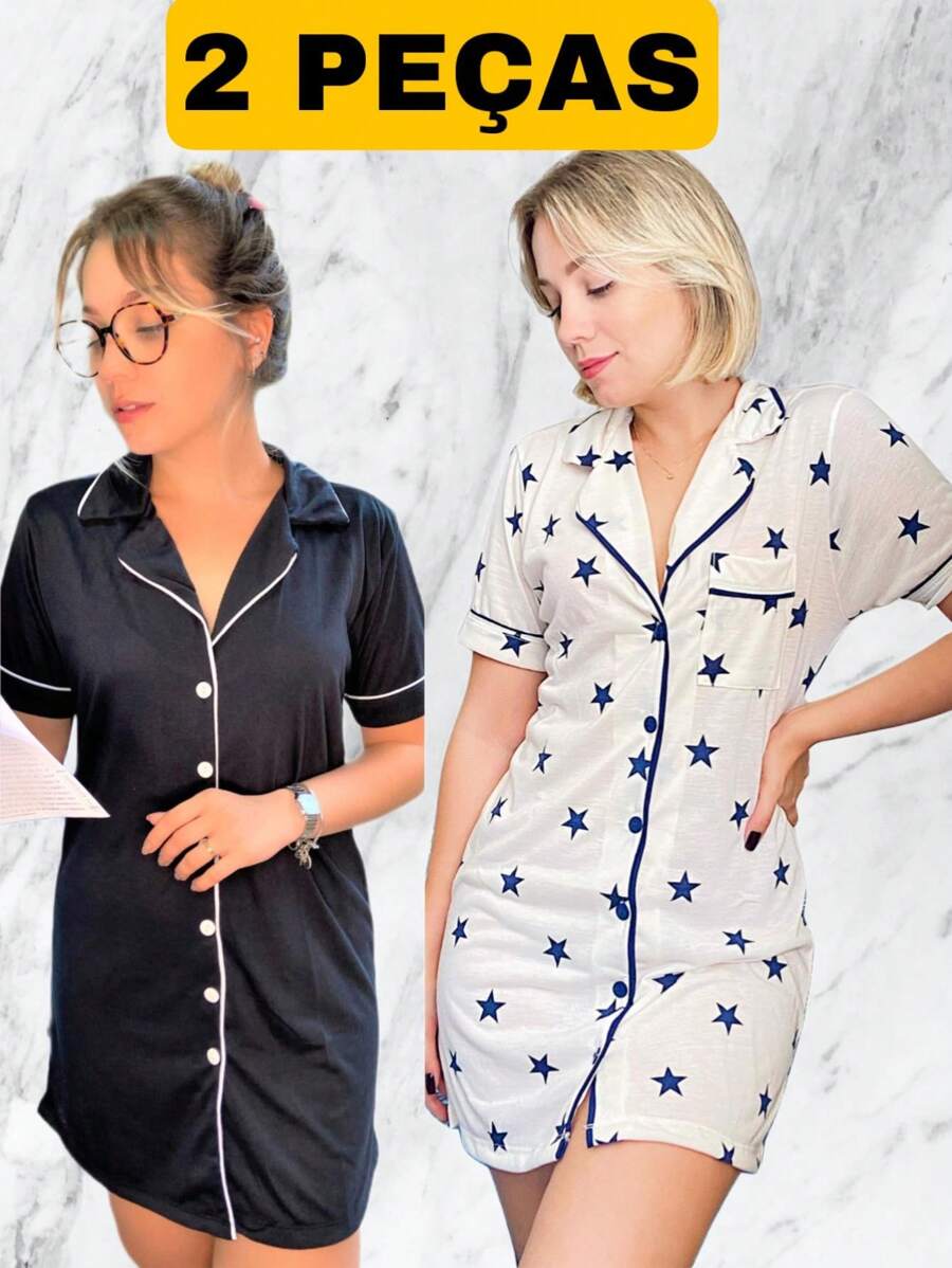 Women Nightgowns & Sleepshirts - Champán - Ver 1