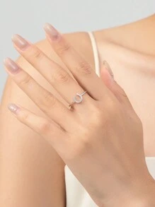 1pc Simple And Stylish 925 Sterling Silver Artificial U-shaped Ring With Geometric Design, Suitable For Women's Engagement & Anniversary Jewelry
