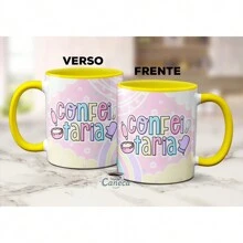 Caneca Confeitaria Profissão Confeiteira Criativa Presente - Amarelo - Visão 2