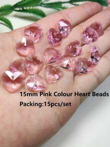 15入組15mm雜色玻璃心型/蝴蝶形吊墜/珠寶製作