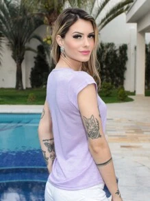 Women T-Shirts - Lilac Purple - View 5