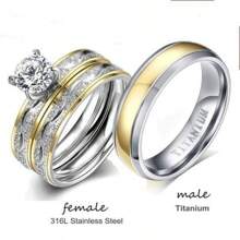 1pc Fashionable Jewelry His And Hers Wedding Ring Set For Women (2pcs, Including Titanium Steel Wedding Ring And Men's Titanium Wedding Ring) - 女士 戒指 - View 1