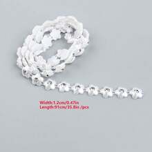 1入組91cm/35.8in長ABS仿珍珠星形紋飾，0.5cm/0.19in鑽石修剪縫紉新娘禮服裝飾，婚禮、派對、聖誕節裝飾，DIY服裝裝飾 - 白色 - 查看 3