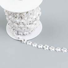 1入組91cm/35.8in長ABS仿珍珠星形紋飾，0.5cm/0.19in鑽石修剪縫紉新娘禮服裝飾，婚禮、派對、聖誕節裝飾，DIY服裝裝飾 - 白色 - 查看 4