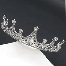 1入鑲有水晶的皇冠髮箍,巴洛克風格的頭帶,婚禮與拍照的髮飾頭飾等派對配件