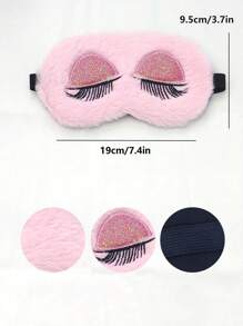 1pc Pink Plush Cute Eye Mask, Modern Style Polyester Fiber Sleeping Shade, Suitable For Home Travel GiftFor Bedroom,Travel,Office,School, Back To School Supplies