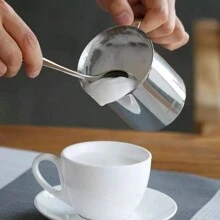 不銹鋼雙層濾網手動打奶泡機,cappuccino拿鐵咖啡杯拉花壺 - 銀色 - 查看 3