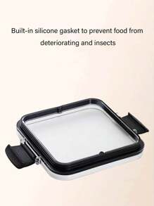 1只精美廚房食物容器谷物穀物分類密封儲物罐,防潮防蟲乾果茶麵條收納盒/黑色