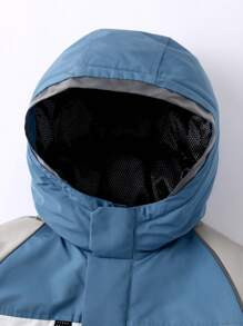 Annil Áo khoác lông vũ ấm áp dài vừa phải chống gió màu trắng cho bé trai tuổi mới lớn mùa đông màu sắc phù hợp - Màu xanh lam - Xem 4