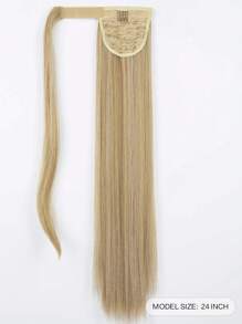 24 Zoll lange gerade Pferdeschwanz Haarverlängerungen, braune Farbe, hitzebeständige synthetische Faser, geeignet für Mädchen und Frauen für den täglichen Gebrauch