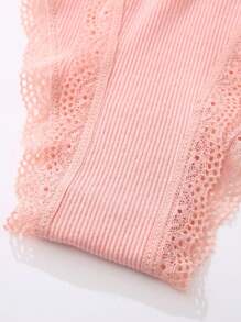 6入組女式蕾絲修飾純色三角褲,低腰可愛細肩帶三角底褲