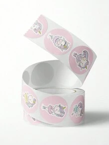 1roll Of 250pcs 3.8cm Cartoon Dancing Unicorn Stickers - Multicolor - View 2