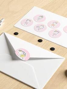 1roll Of 250pcs 3.8cm Cartoon Dancing Unicorn Stickers - Multicolor - View 3