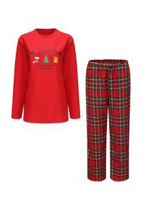 Christmas Pajamas Set For Festive Season - Red - View 1