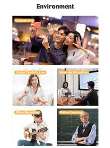 AyeBeau Type-c接口無線領夾話筒,高靈敏度2.4g,適用於直播、短視頻拍攝、採訪和手機錄音:1*接收器 + 2*麥克風 - 黑與白 - 查看 11