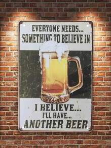 1pc Funny Metal Signs Vintage Bar Cafe Tin Signs Cheers Wall Decor Accessories For Home Bar Decorative Signs & Plaques Home & Kitchen Basement And Wine Cellar Underground Cave Another Beer 8 X 12 Inch