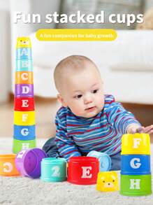 9入組優格杯啟蒙玩具，包括: 有趣的拼圖、手眼協調和數字、字母和顏色的認知學習。隨機組裝部件、圖案、顏色、尺寸和包裝。學校、學生、文具、學用品 - 彩色 - 查看 2