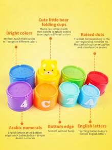9入組優格杯啟蒙玩具，包括: 有趣的拼圖、手眼協調和數字、字母和顏色的認知學習。隨機組裝部件、圖案、顏色、尺寸和包裝。學校、學生、文具、學用品 - 彩色 - 查看 7