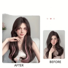 2件装女士粉色渐变假发片，逼真无痕，长度可调节，发夹爪夹，发卡，学生用品，粉色发夹，发饰，头部饰品，情人节饰品，女士发饰 - 粉色 - 查看 2